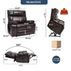 Beige Chenille Heat Massage Dual Motor Infinite Position Up to 350 LBS Large Electric Power Lift Recliners with Hidden Cup Holders