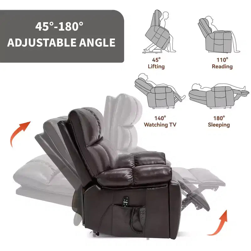 Beige Chenille Heat Massage Dual Motor Infinite Position Up to 350 LBS Large Electric Power Lift Recliners with Hidden Cup Holders