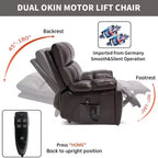 Beige Chenille Heat Massage Dual Motor Infinite Position Up to 350 LBS Large Electric Power Lift Recliners with Hidden Cup Holders