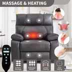 Beige Chenille Heat Massage Dual Motor Infinite Position Up to 350 LBS Large Electric Power Lift Recliners with Hidden Cup Holders