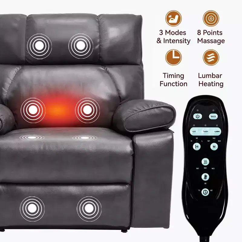 Beige Chenille Heat Massage Dual Motor Infinite Position Up to 350 LBS Large Electric Power Lift Recliners with Hidden Cup Holders