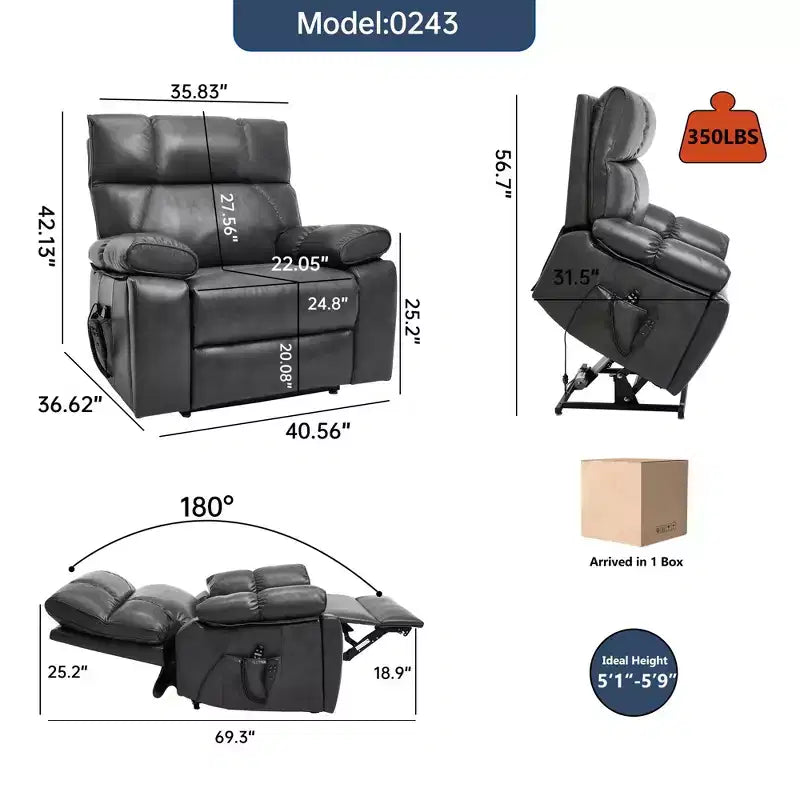Beige Chenille Heat Massage Dual Motor Infinite Position Up to 350 LBS Large Electric Power Lift Recliners with Hidden Cup Holders