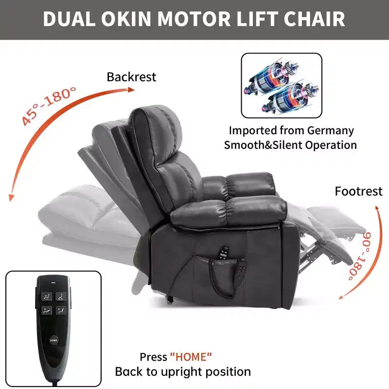 Beige Chenille Heat Massage Dual Motor Infinite Position Up to 350 LBS Large Electric Power Lift Recliners with Hidden Cup Holders