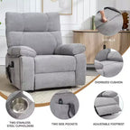 Beige Chenille Heat Massage Dual Motor Infinite Position Up to 350 LBS Large Electric Power Lift Recliners with Hidden Cup Holders
