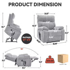 Beige Chenille Heat Massage Dual Motor Infinite Position Up to 350 LBS Large Electric Power Lift Recliners with Hidden Cup Holders