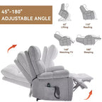 Beige Chenille Heat Massage Dual Motor Infinite Position Up to 350 LBS Large Electric Power Lift Recliners with Hidden Cup Holders