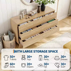 47-inch Drawer Bedroom Dressing Table, Medieval Modern Golden Handle Dressing Table, Grooved Dressing Cabinet, Oak Storage Cabinet
