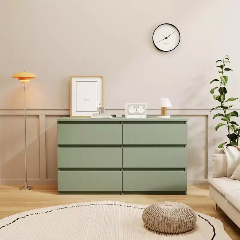 6 Drawer Double Dresser For Nursery, Kids Organizer, Chest of Drawers Green