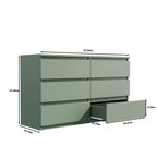 6 Drawer Double Dresser For Nursery, Kids Organizer, Chest of Drawers Green