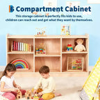 Wooden Storage Shelf, 5-Compartment Toy & Book Organizer with Adjustable Dividers, Natural Finish Kids' Bookcase for Playroom