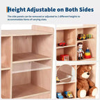 Wooden Storage Shelf, 5-Compartment Toy & Book Organizer with Adjustable Dividers, Natural Finish Kids' Bookcase for Playroom