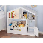 2-Tier Kids Bookshelf with Motion Sensor Light - Wooden Book Shelf, Toy Storage Organizer, Book Rack for Kids Rooms, Classroom, Playing Room