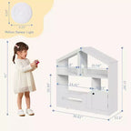 2-Tier Kids Bookshelf with Motion Sensor Light - Wooden Book Shelf, Toy Storage Organizer, Book Rack for Kids Rooms, Classroom, Playing Room
