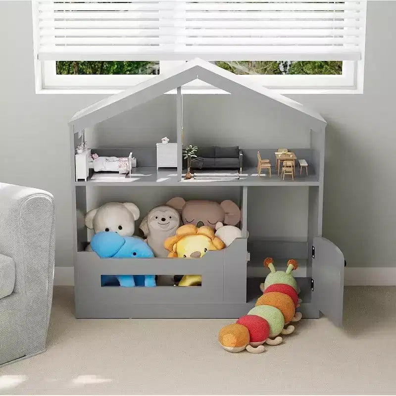 2-Tier Kids Bookshelf with Motion Sensor Light - Wooden Book Shelf, Toy Storage Organizer, Book Rack for Kids Rooms, Classroom, Playing Room