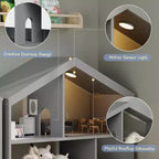 2-Tier Kids Bookshelf with Motion Sensor Light - Wooden Book Shelf, Toy Storage Organizer, Book Rack for Kids Rooms, Classroom, Playing Room