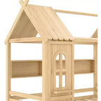 Twin/Full House Bed Solid Wood Platform Bed Frame with Storage Drawers/Shelves, Childlike Window Design