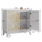 31.5W Carved Door Accent Buffet Cabinet, Decorative Storage Cabinet with Adjustable Shelves