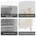 31.5W Carved Door Accent Buffet Cabinet, Decorative Storage Cabinet with Adjustable Shelves