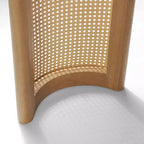 60 Oval Console Table with Cane Pedestal Legs, Narrow Sofa Table Modern Entryway Table for Hallway, Living Room & Foyer
