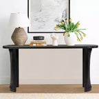 60 Oval Console Table with Cane Pedestal Legs, Narrow Sofa Table Modern Entryway Table for Hallway, Living Room & Foyer