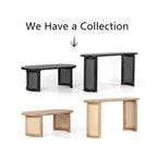 60 Oval Console Table with Cane Pedestal Legs, Narrow Sofa Table Modern Entryway Table for Hallway, Living Room & Foyer