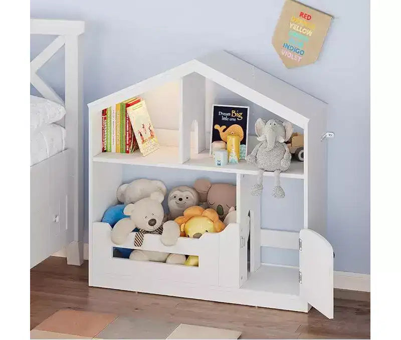 Kids Bookshelf, Toy Storage Organizer, Wooden Toddler Bookcase w/Motion Sensor Light for Kids, Dollhouse Bookshelf for Playroom Bedroom