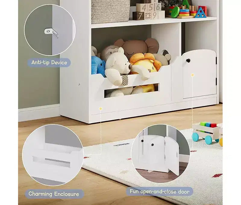 Kids Bookshelf, Toy Storage Organizer, Wooden Toddler Bookcase w/Motion Sensor Light for Kids, Dollhouse Bookshelf for Playroom Bedroom