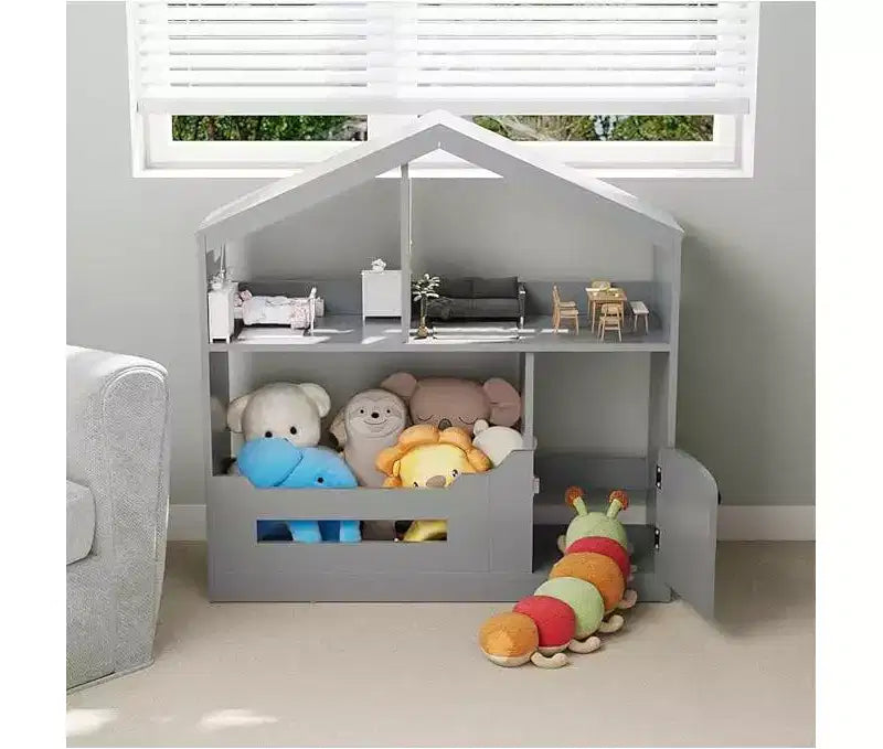 Kids Bookshelf, Toy Storage Organizer, Wooden Toddler Bookcase w/Motion Sensor Light for Kids, Dollhouse Bookshelf for Playroom Bedroom