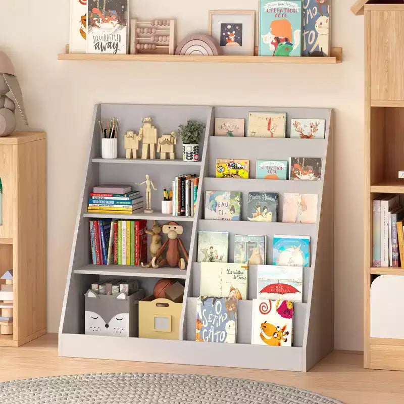 Modern Kids Bookshelf, Multifunctional Wooden Bookcase with Display Shelves, Display Book Shelves for Bedroom, Living Room, Playroom
