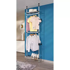 Telescopic Wardrobe System with Rods and Shelf Aluminum