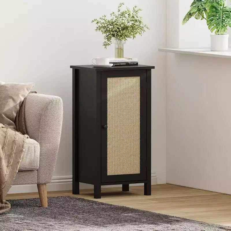 Modern Farmhouse Nightstand, 16 Inch Boho Bedside Table with Drawer, Wood Storage End Table with Sturdy Legs for Bedroom,Living Room