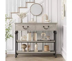 Small Entryway Console Table with 3 Drawers, Narrow Sofa Table with Storage Shelves for Living Room, Hallway, Bedroom