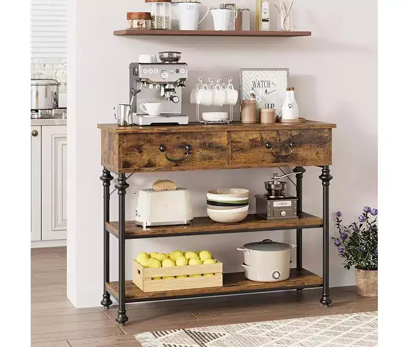 Small Entryway Console Table with 3 Drawers, Narrow Sofa Table with Storage Shelves for Living Room, Hallway, Bedroom