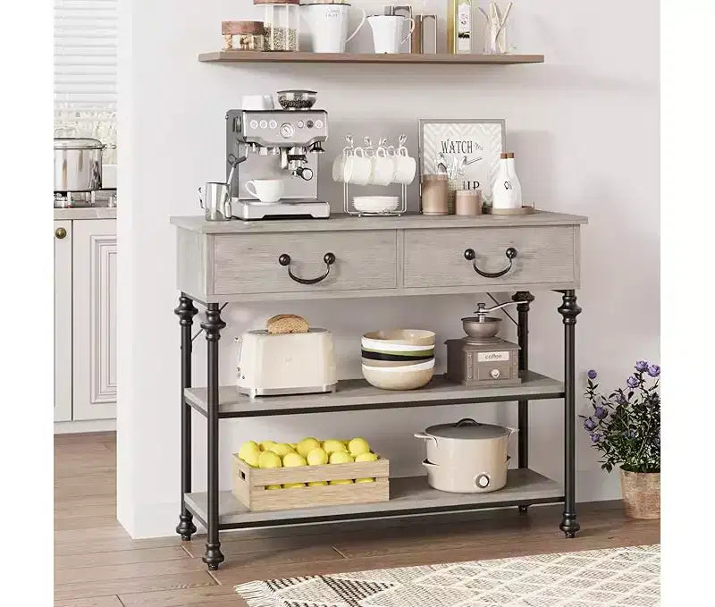 Small Entryway Console Table with 3 Drawers, Narrow Sofa Table with Storage Shelves for Living Room, Hallway, Bedroom