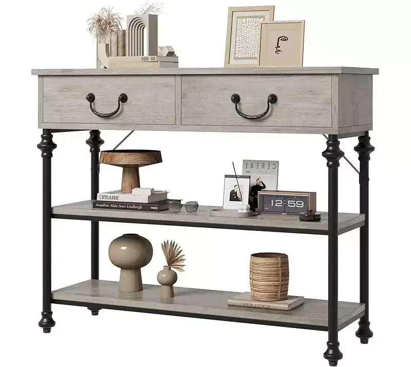 Small Entryway Console Table with 3 Drawers, Narrow Sofa Table with Storage Shelves for Living Room, Hallway, Bedroom
