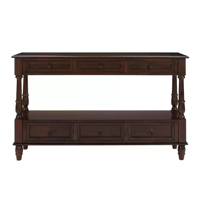 54 Solid Wood Narrow Console Table with Storage, Modern 2-Tier Sofa Table, Entryway Table for Living Room, Hallway, or Foyer