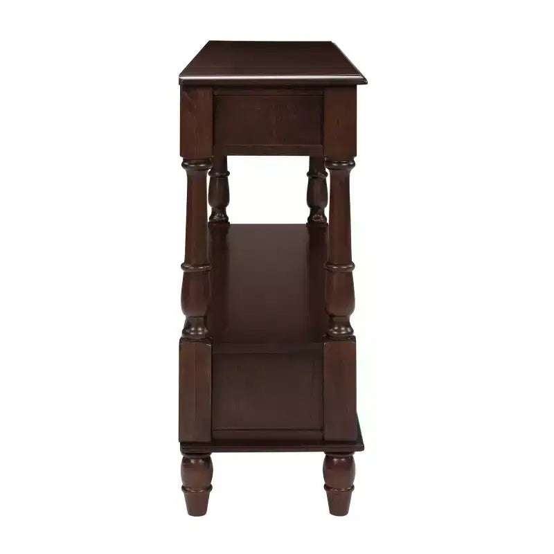 54 Solid Wood Narrow Console Table with Storage, Modern 2-Tier Sofa Table, Entryway Table for Living Room, Hallway, or Foyer