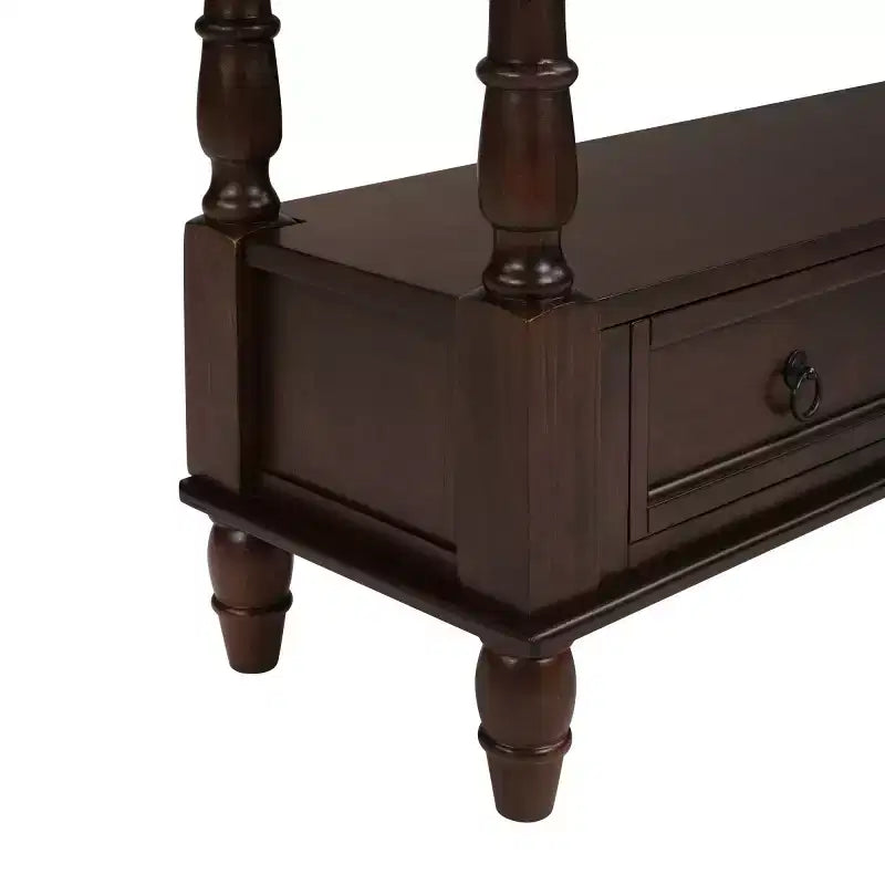 54 Solid Wood Narrow Console Table with Storage, Modern 2-Tier Sofa Table, Entryway Table for Living Room, Hallway, or Foyer