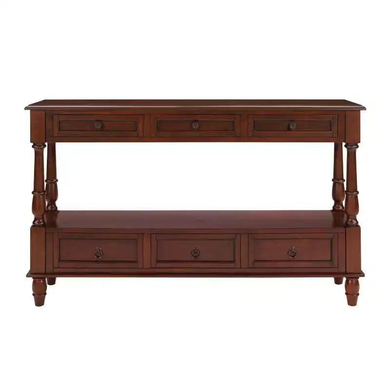 54 Solid Wood Narrow Console Table with Storage, Modern 2-Tier Sofa Table, Entryway Table for Living Room, Hallway, or Foyer