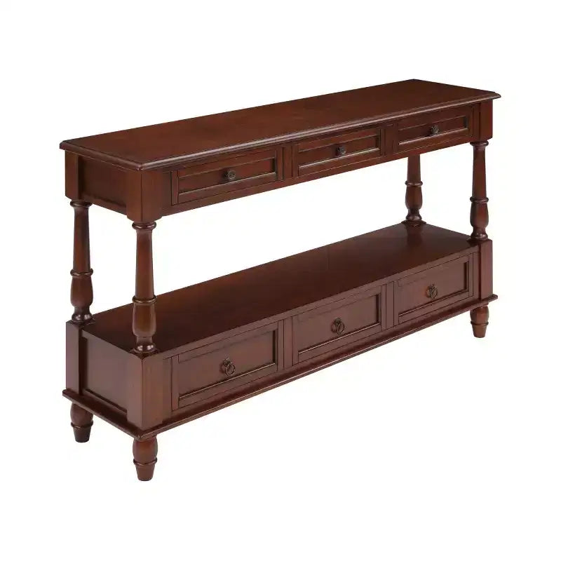 54 Solid Wood Narrow Console Table with Storage, Modern 2-Tier Sofa Table, Entryway Table for Living Room, Hallway, or Foyer