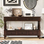 54 Solid Wood Narrow Console Table with Storage, Modern 2-Tier Sofa Table, Entryway Table for Living Room, Hallway, or Foyer