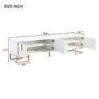 TV Cabinet For 80+ Inch TV, Modern Minimalist Geometric Multi-functional TV Stand With Storage Cabinets, Metal Handles, Legs