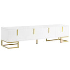 TV Cabinet For 80+ Inch TV, Modern Minimalist Geometric Multi-functional TV Stand With Storage Cabinets, Metal Handles, Legs
