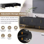 TV Cabinet For 80+ Inch TV, Modern Minimalist Geometric Multi-functional TV Stand With Storage Cabinets, Metal Handles, Legs