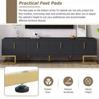 TV Cabinet For 80+ Inch TV, Modern Minimalist Geometric Multi-functional TV Stand With Storage Cabinets, Metal Handles, Legs