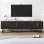 TV Cabinet For 80+ Inch TV, Modern Minimalist Geometric Multi-functional TV Stand With Storage Cabinets, Metal Handles, Legs