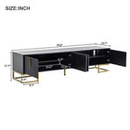 TV Cabinet For 80+ Inch TV, Modern Minimalist Geometric Multi-functional TV Stand With Storage Cabinets, Metal Handles, Legs