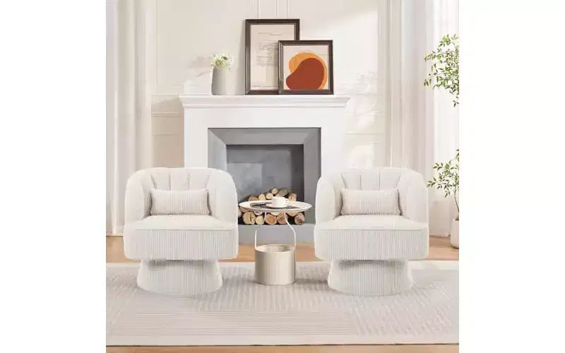 Swivel Barrel Chair, 360 Velvet Accent Chair with Thick Padding, Mid-Century Modern Lounge for Living Room, Bedroom, Gray