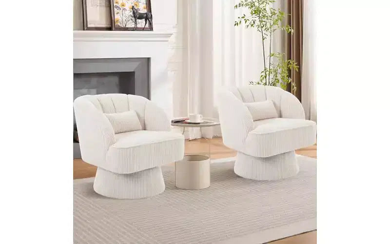 Swivel Barrel Chair, 360 Velvet Accent Chair with Thick Padding, Mid-Century Modern Lounge for Living Room, Bedroom, Gray