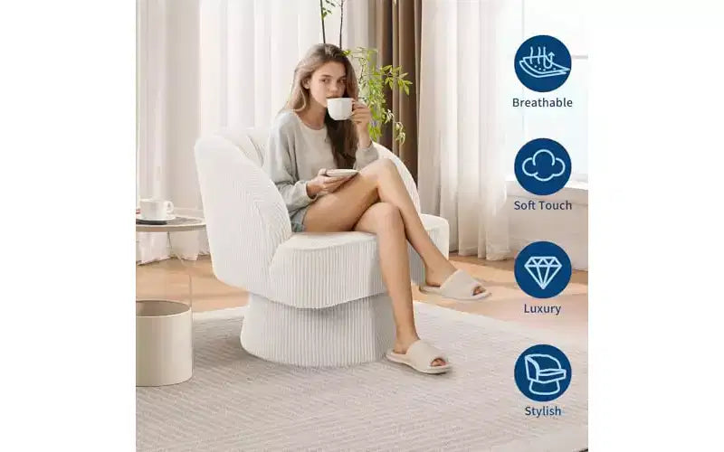 Swivel Barrel Chair, 360 Velvet Accent Chair with Thick Padding, Mid-Century Modern Lounge for Living Room, Bedroom, Gray
